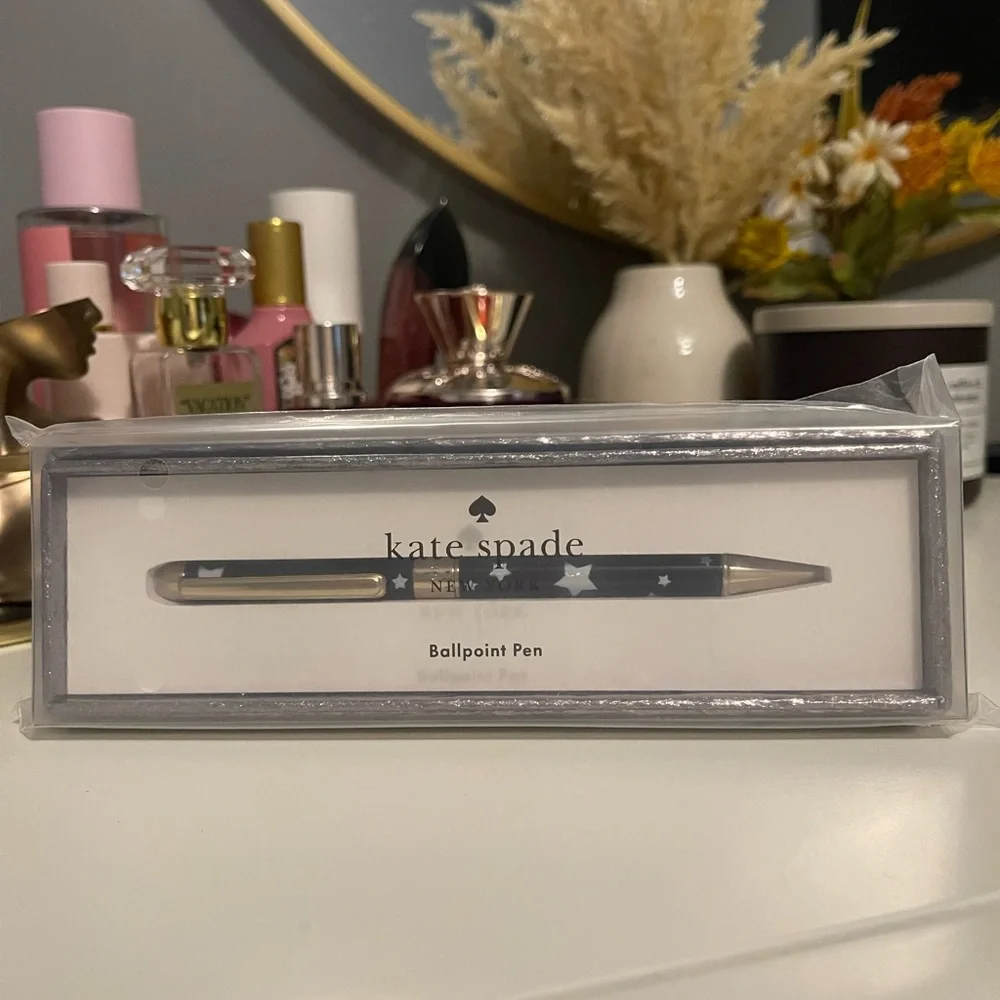 NWT Kate Spade Festive Stars Black and Silver Ballpoint Pen
